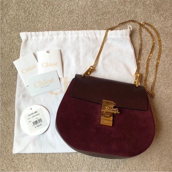 Chloé Small Drew Shoulder Bag - Burgundy Leather & Suede with COA - Authentic ✅ - Picture 2 of 9